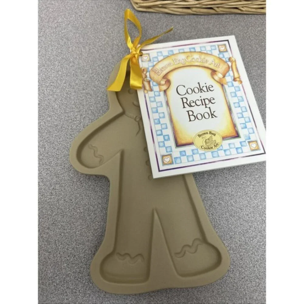 Gingerbread Man Stoneware Mold, Recipe Book Gingerbread Mix Brown Bag Cookie Art